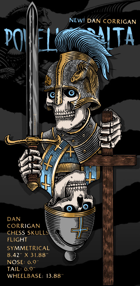 Powell Peralta Pro Dan Corrigan Chess Skulls FLIGHT® Skateboard Deck
