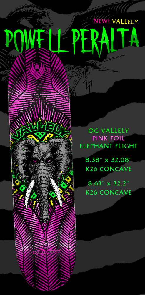 Powell Peralta FLIGHT Mike Vallely Elephant Pink Foil Skateboard Deck